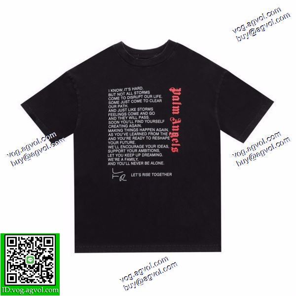 パーム エンジェルス Palm Angels ブランド コピー タイトル言語プリント水洗い復古半袖 2020秋冬 半袖Tシャツ